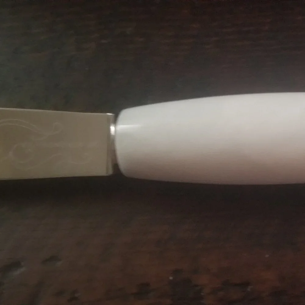 WOW RARE JAY STRONGWATER MODERN WHITE MARBLE CHEESE SERVING BUTTER SILVER KNIFE